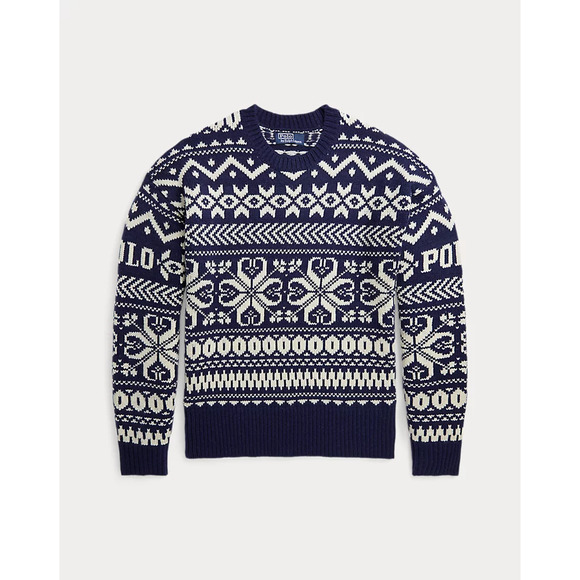 Polo Ralph Lauren Snowflake Cottagecore Wool-Blend Sweater White Navy - XXL NWT